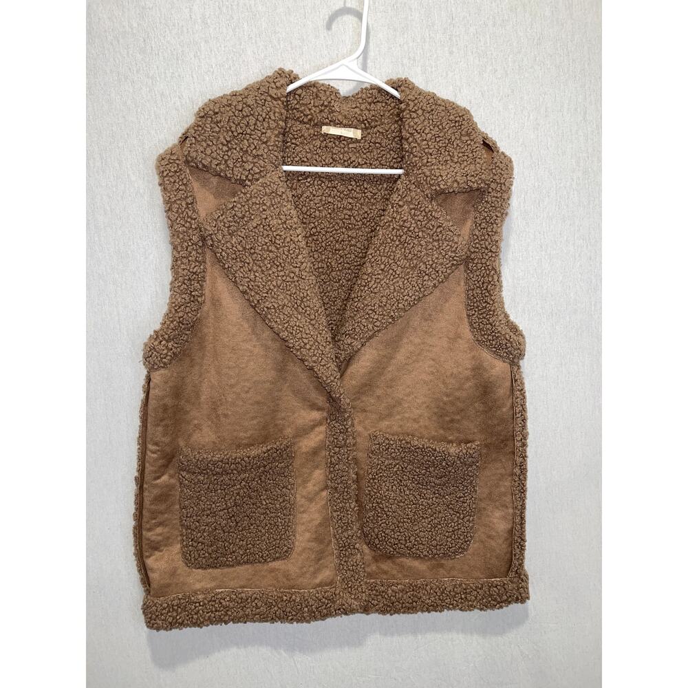 Altar’d State Faux Suede Sherpa-Lined Vest | Women’s Large | Snap Front
